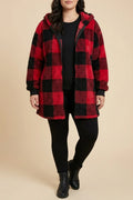 Plus Size Plaid Hooded Jacket – Warm Plush Zip Coat Everyday