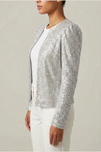 Aria | Women's Open Front Sequin Sparkle Party Jacket — variant_front