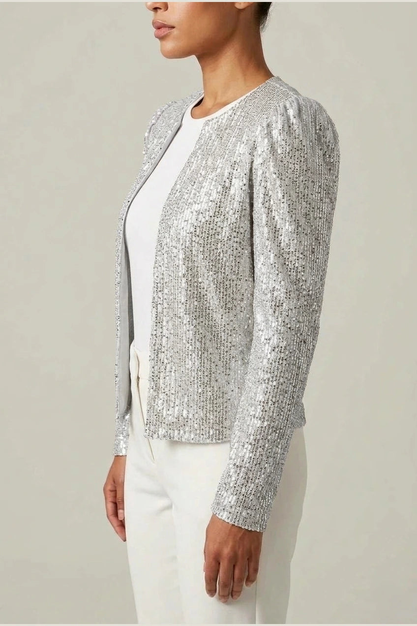 Aria | Women's Open Front Sequin Sparkle Party Jacket — variant_front