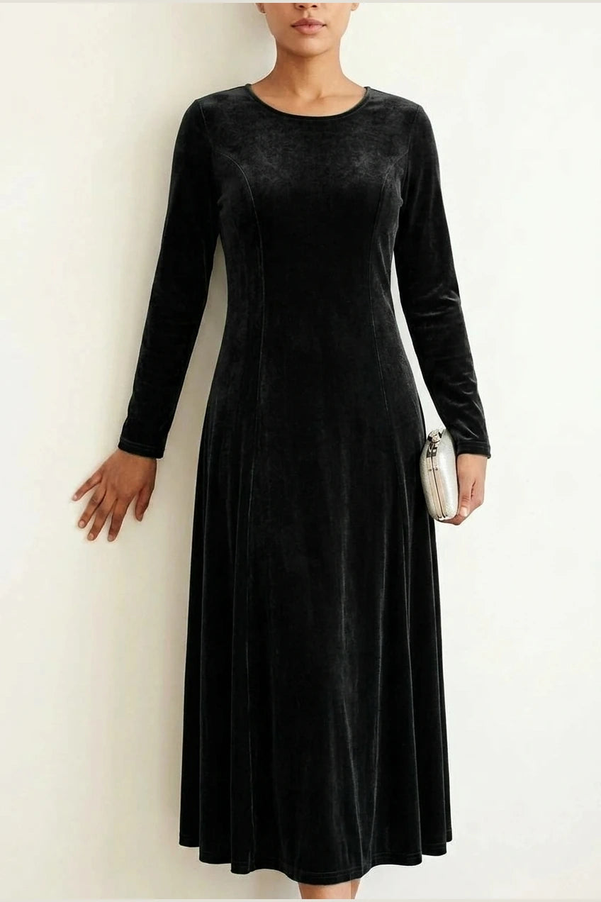 Emily | Women's Velvet Long Sleeve Formal Party Dress Maxi — variant_front