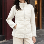 Lightweight Quilted Jacket with Fleece Sleeves and Stand Collar — variant_front