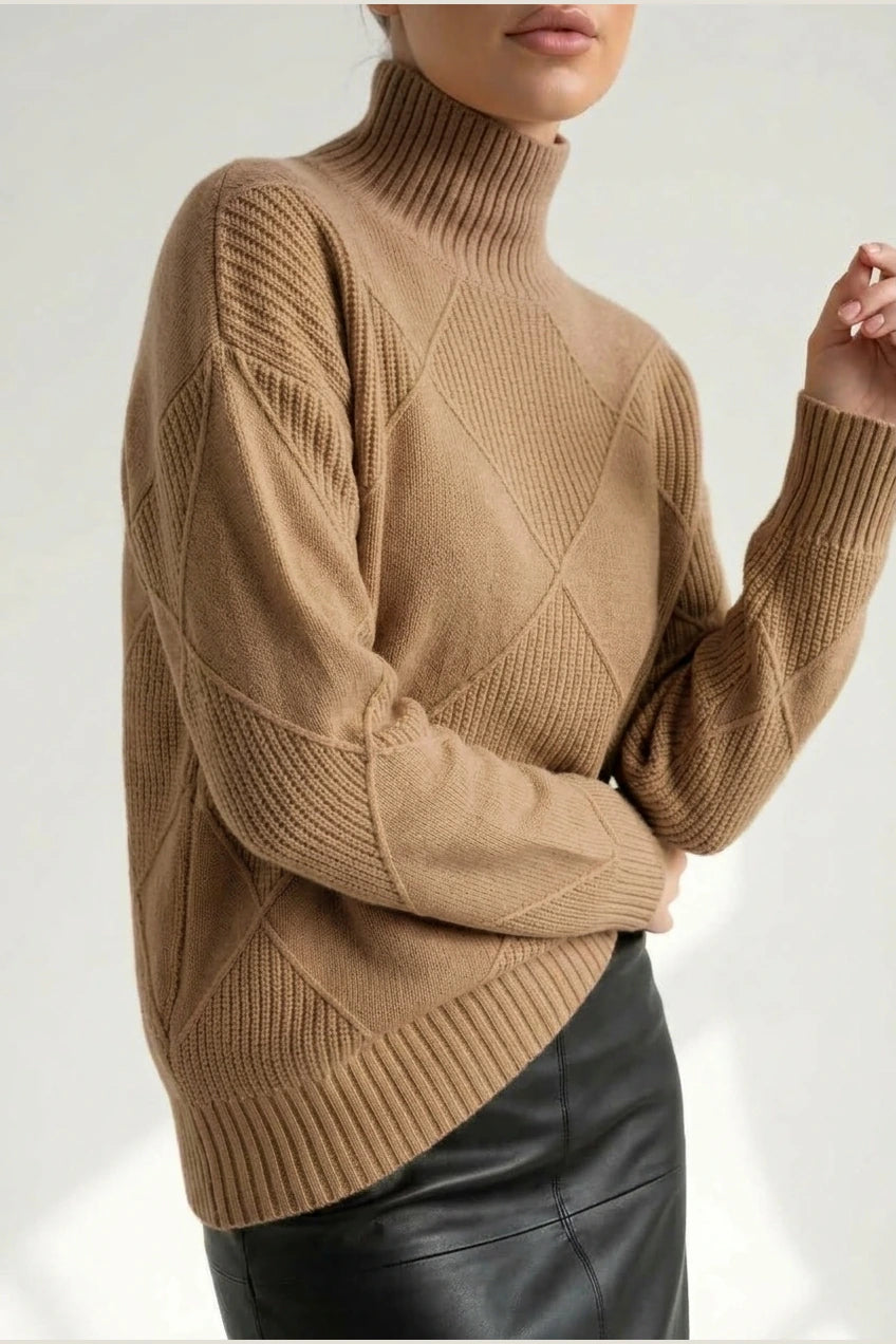 Sweater Women - Cashmere Knit Soft Sweater with Turtleneck — variant_front