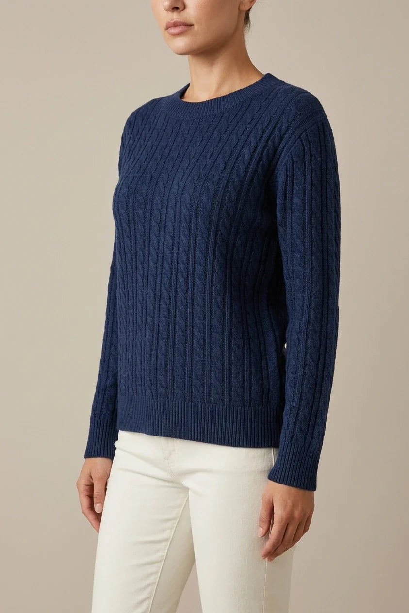 Women's Casual Loose-Fit Round Neck Long Sleeve Sweater - Medium Stretch Solid Color with Ribbed Detailing, H-Line Silhouette for Spring/Autumn Layering, Elegant Collection, Cute Sweater, Casual Attire, Comfortable Fit, Pullover Top, Stylish Women — variant_front