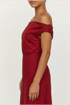 Scarlett | Women's Off-Shoulder Midi Cocktail Party Dress Cotton Blend — variant_front