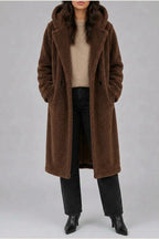Women’s Long Hooded Teddy Coat – Oversized Borg Winter Coat — variant_front
