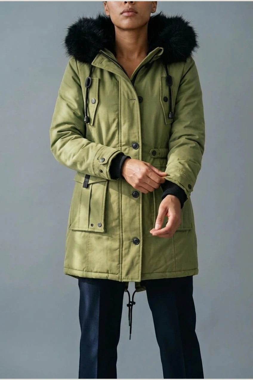 Aria | Women's Thick Faux Fur Hooded Insulated Parka Coat — variant_front