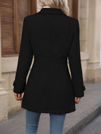 Fitted Double Breasted Trench Coat with Gold Button Detail — variant_front