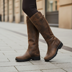 Waterproof Knee High Boots with Adjustable Buckle Strap — variant_front