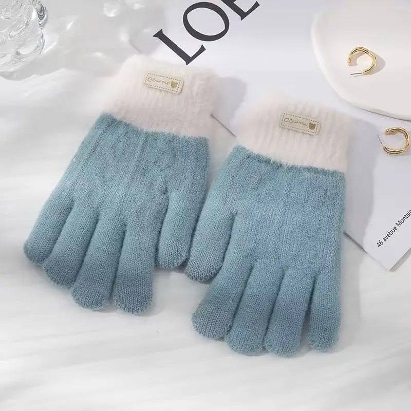 Plush Fluffy Knit Winter Gloves with Touchscreen Fingertips — variant_front
