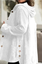 Retro Hooded Corduroy Jacket with Wooden Buttons — variant_front