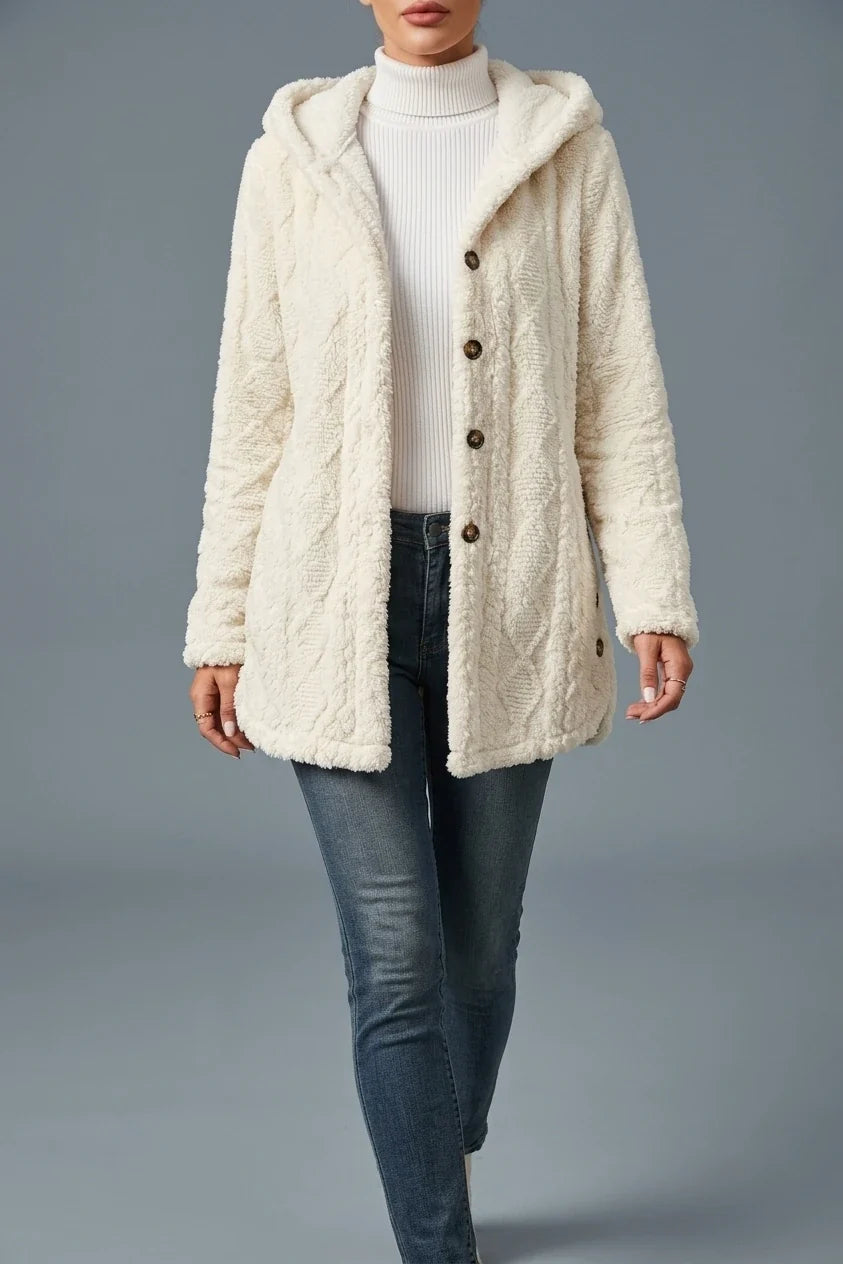 Autumn Winter Thickened Plush Hooded Casual Outing Warm Overcoat — variant_front