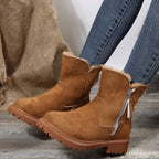 Warm Suede Winter Ankle Boots with Fluffy Fur Collar — variant_front