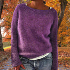 Cosy Knit Sweater with Boat Neck and Long Sleeves — variant_front