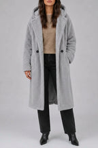 Women’s Long Hooded Teddy Coat – Oversized Borg Winter Coat — variant_front