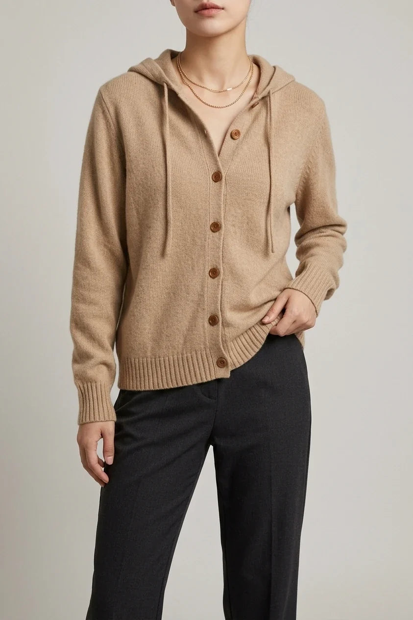 Women'S Hooded Button- Cardigan Sweater, Loose Casual Fall Winter Outerwear — variant_front