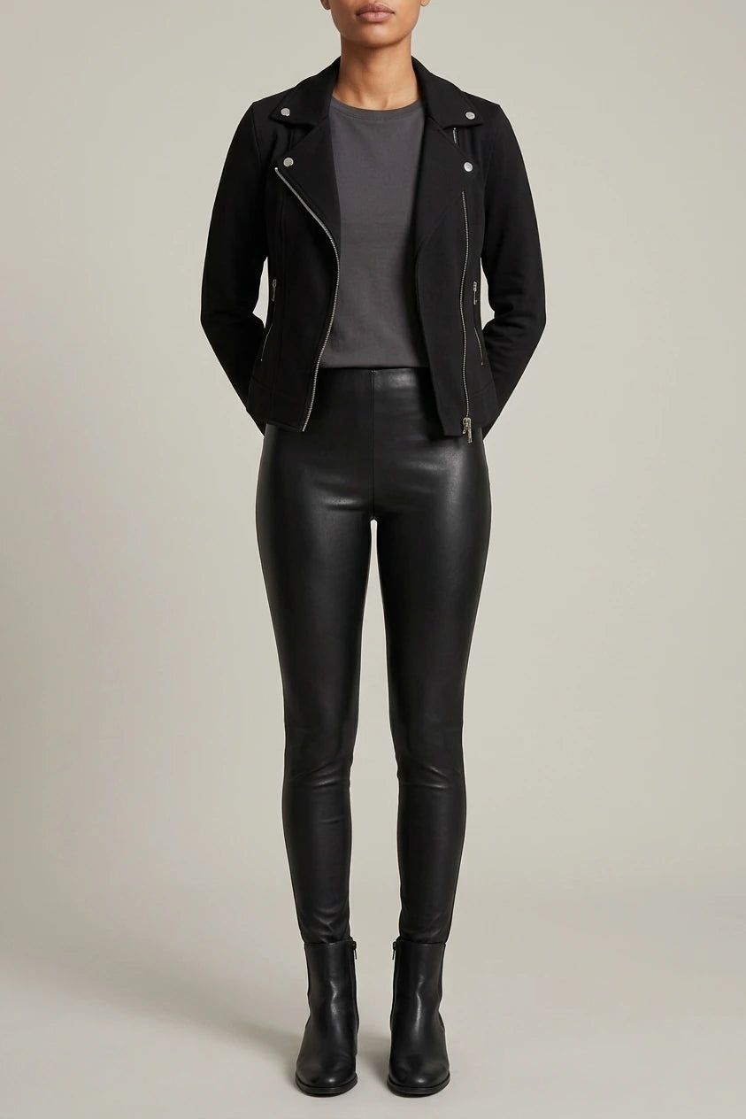 Women's Biker Jacket with Zip Detail and Tailored Fit — variant_front