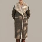 Women's Reversible Faux Shearling Coat with Textured Design – Genevieve — variant_front