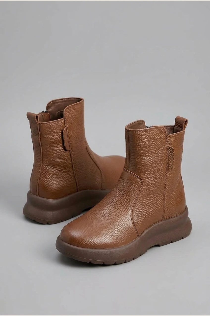 Women's Leather Chunky Sole Ankle Boots – Loriselle — variant_front