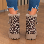 Warm Suede Ankle Boots with Fur Trim and Chunky Sole — variant_front