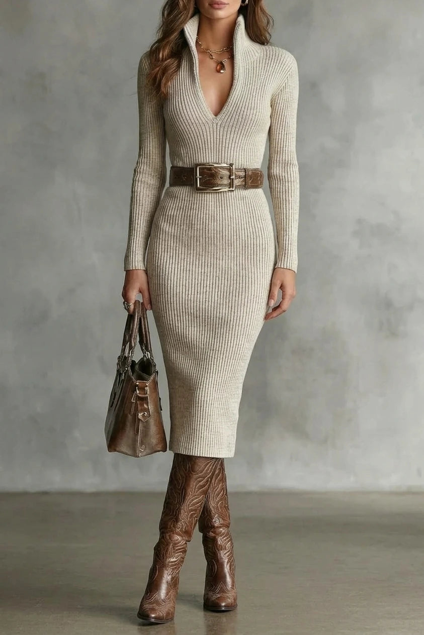Valenoré – Sculpted elegance – Knit midi dress — variant_front