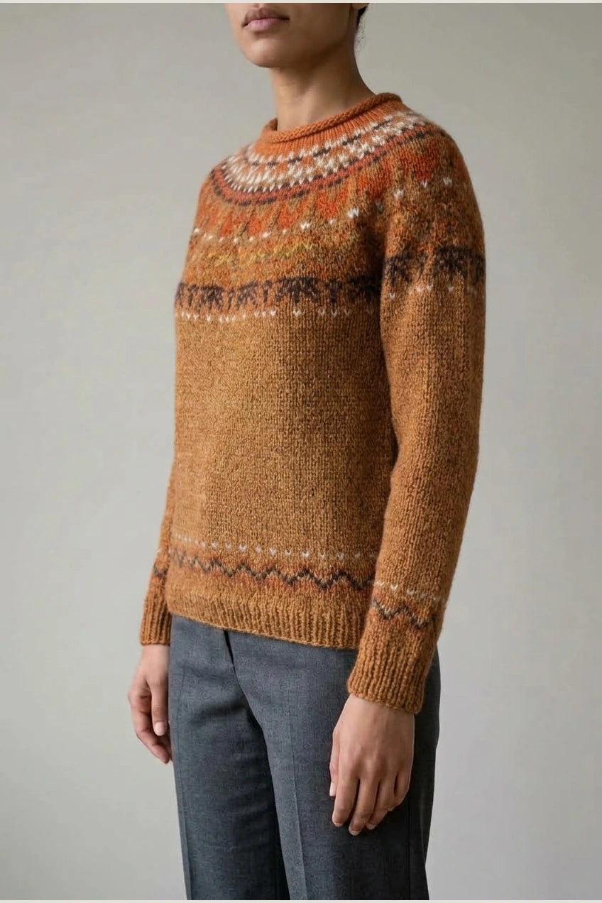 Ivana - Vintage Jacquard Crew Neck Sweater — variant_front