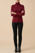 Women's Turtleneck Sweater Roll Neck Long Sleeve Straight Cuffs Plain Casual Layering — variant_front