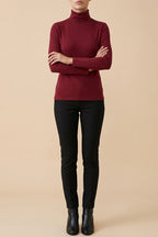 Women's Turtleneck Sweater Roll Neck Long Sleeve Straight Cuffs Plain Casual Layering — variant_front