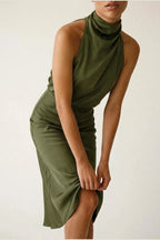 Scarlett | Women's Off-Shoulder Midi Cocktail Party Dress Cotton Blend — variant_front