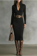 Valenoré – Sculpted elegance – Knit midi dress — variant_front