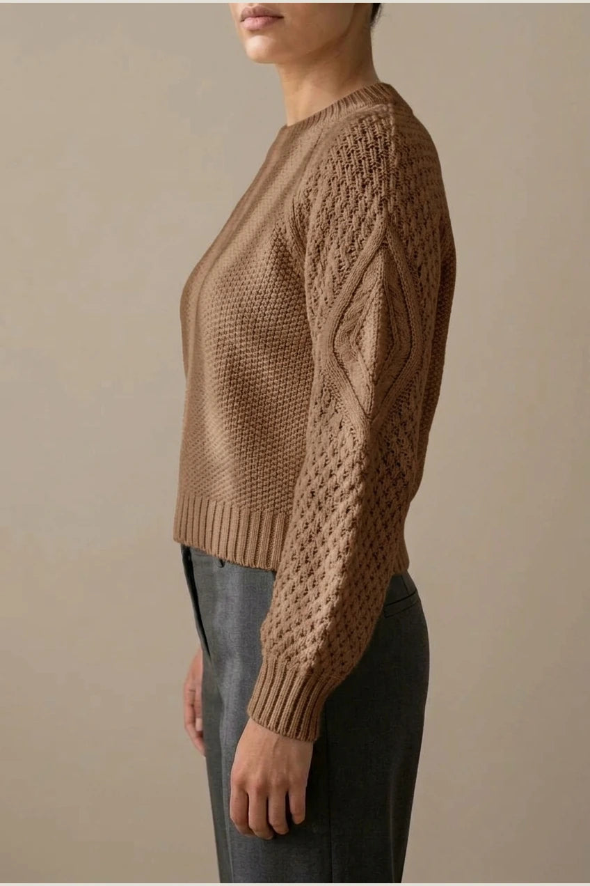Women's Cable Knit Crew Neck Jumper for Autumn Winter — variant_front