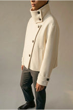 Jacket Women - Wool Blend Cropped Jacket with Buckle Collar — variant_front