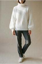 Scarlett | Women's Fluffy Turtleneck Loose Knit Sweater Jumper — variant_front