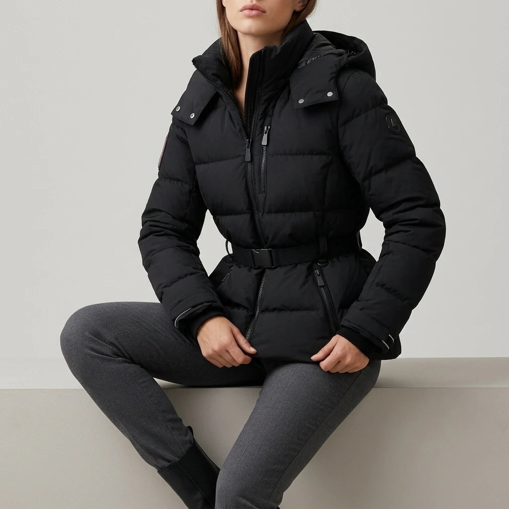 Charlotte | Women's Belted Puffer Jacket — variant_front