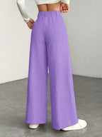 High Waist Wide Leg Corduroy Trousers with Flap Pockets — variant_front