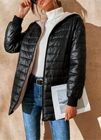 Lightweight Hooded Puffer Jacket with Ribbed Cuffs — variant_front