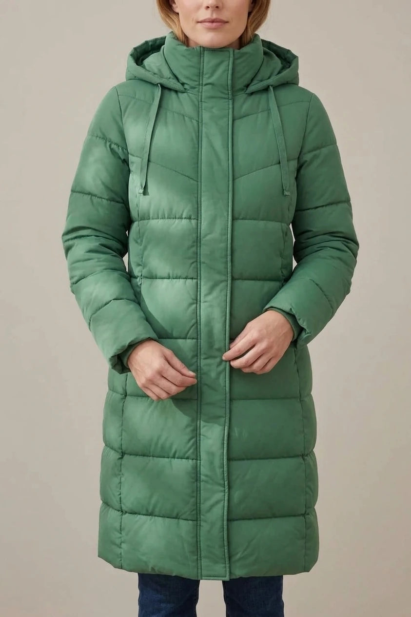 Women's Cozy Longline Puffer Jacket – Clover — langley-cozy-longline-puffer-jacket-for-women_wearing_product_focus_06.webp