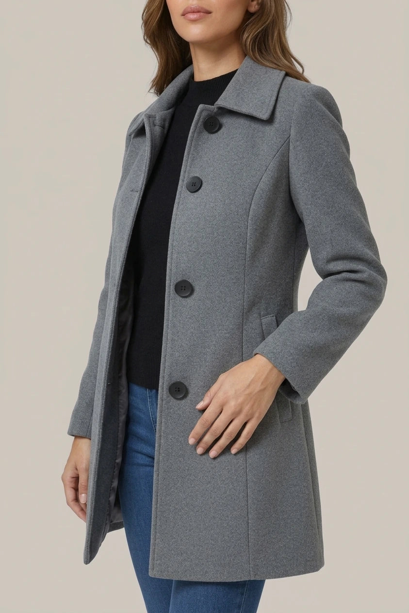 Timeless A-Line Wool Coat with Satin Lining — variant_front