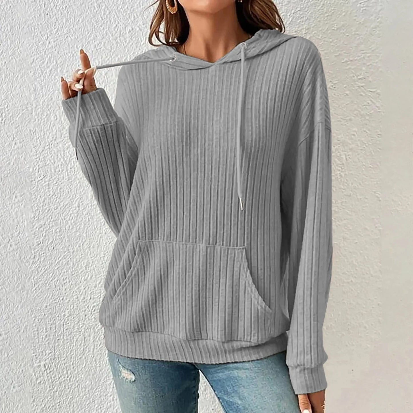 Pull Hiver tricoté avec capuche femme