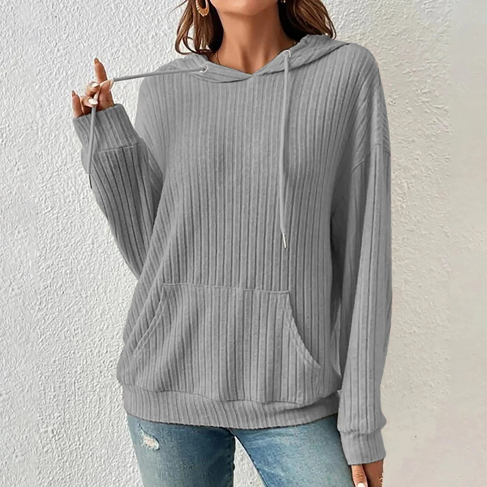 Pull Hiver tricoté avec capuche femme