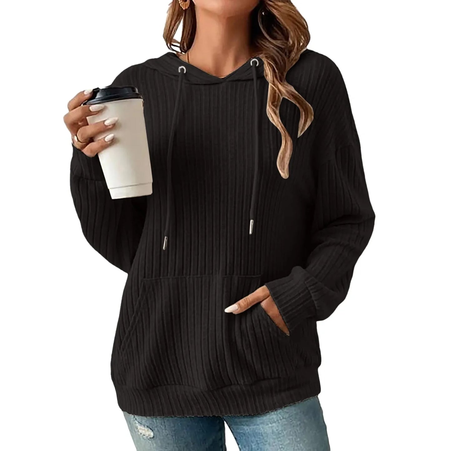 Pull Hiver tricoté avec capuche femme