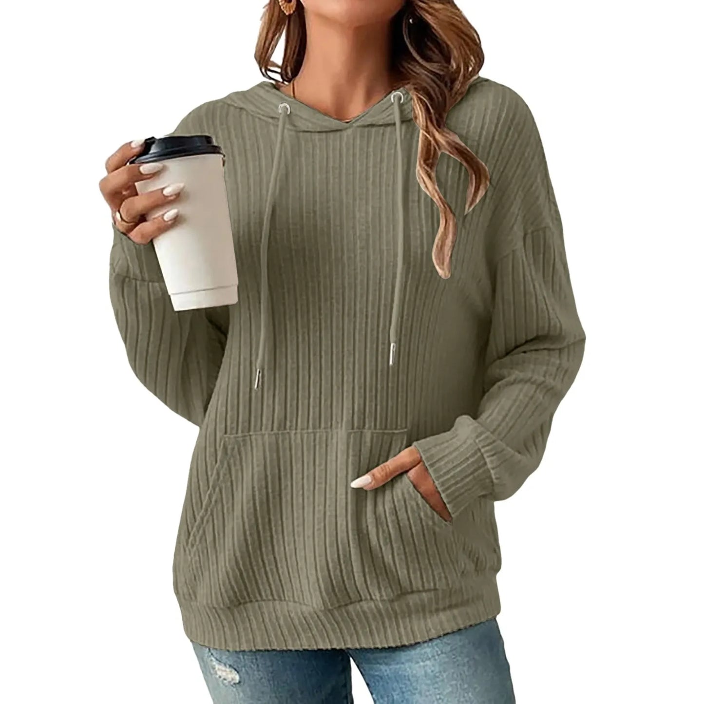Pull Hiver tricoté avec capuche femme