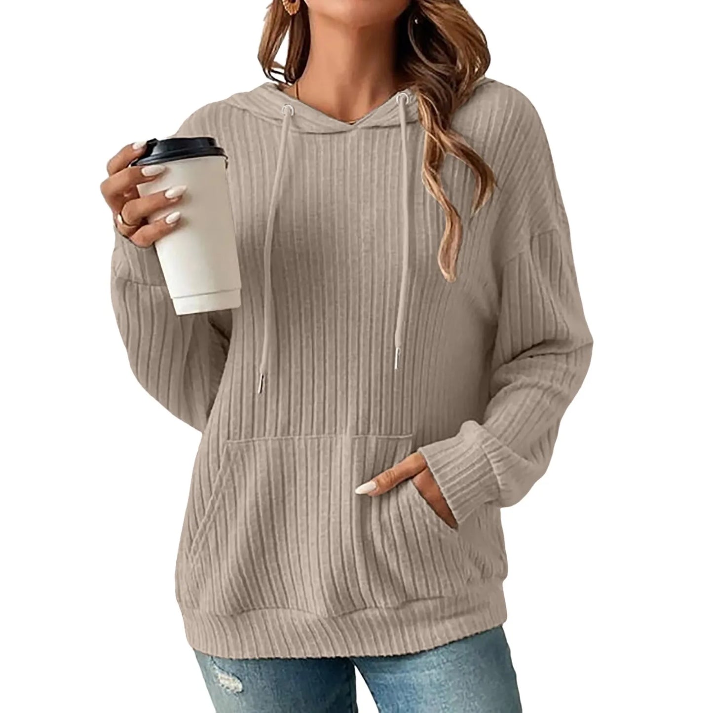 Pull Hiver tricoté avec capuche femme