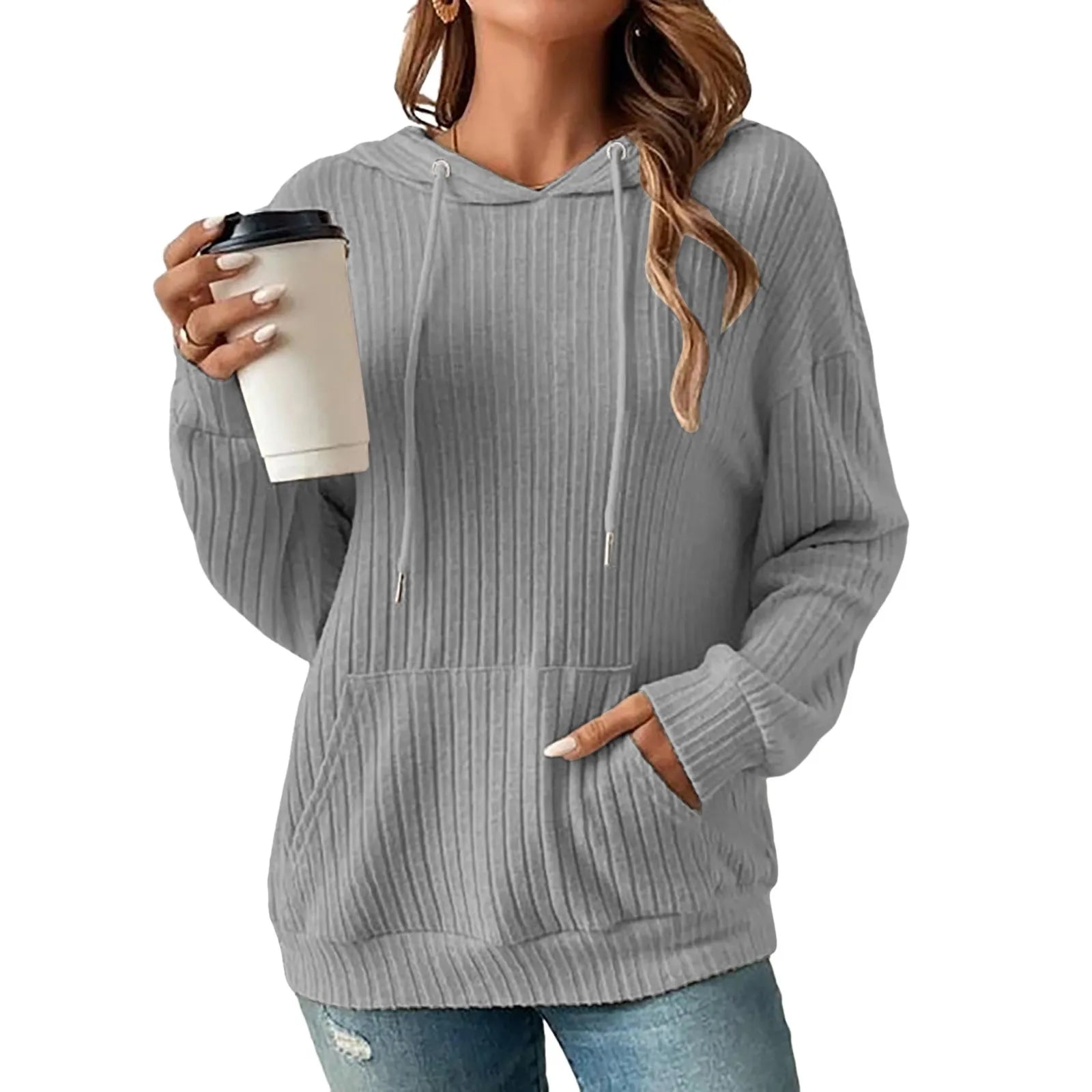 Pull Hiver tricoté avec capuche femme