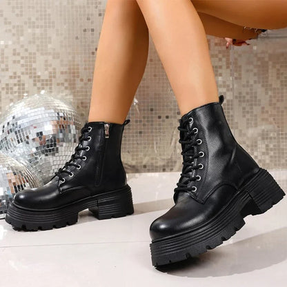 Women's Chunky Platform Heeled Booties – Brossane
