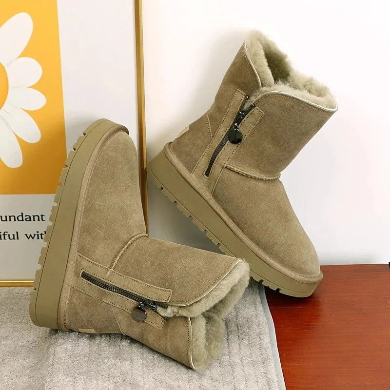 Women's Fleece Mid-Calf Snow Boots – Clairvane