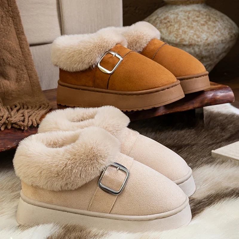 Women's Faux Fur Buckle Ankle Boots – Suvrelle