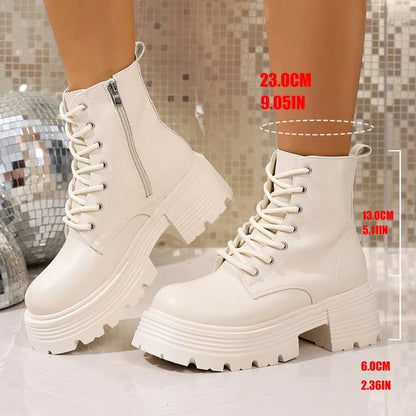 Women's Chunky Platform Heeled Booties – Brossane