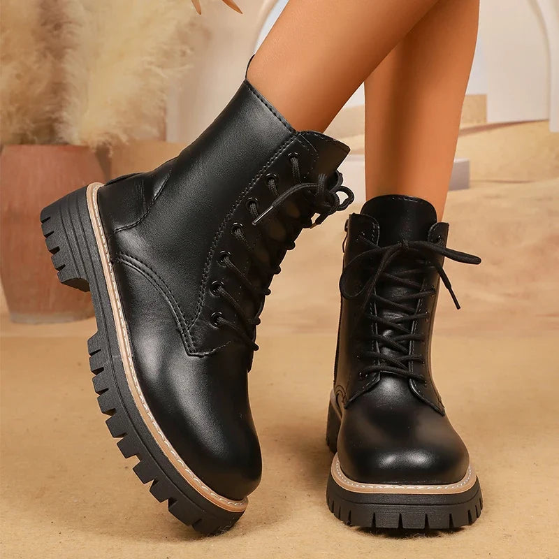 Women's Black Platform Combat Boots – Cendrane