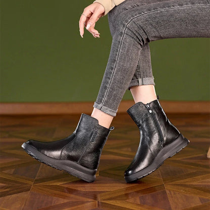 Women's Leather Chunky Sole Ankle Boots – Loriselle