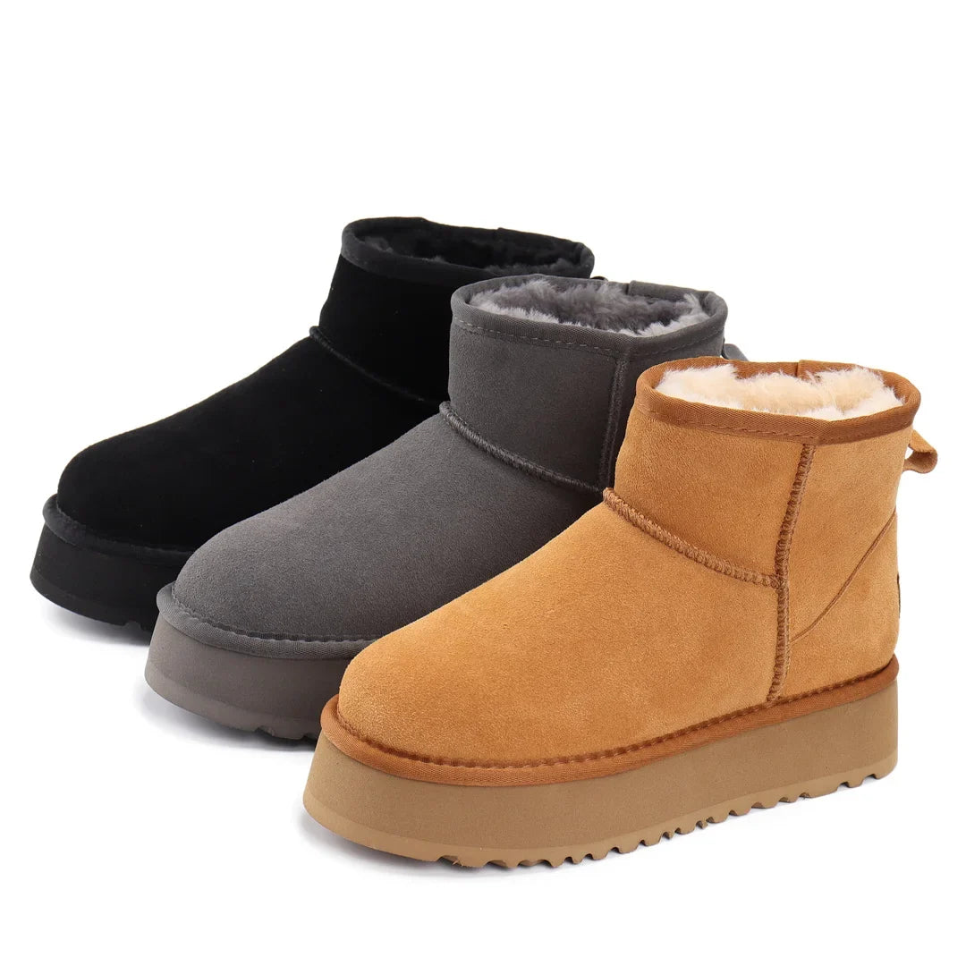 Women's Leather Fleece Snow Boots – Filvienne